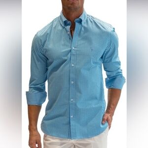 Tailorbyrd Men's Signature Collection  Medium Blue Gingham Shirt Long Sleeve